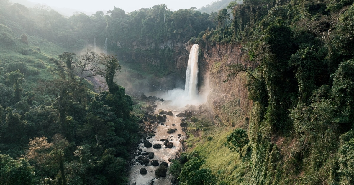 Aerial view of the most iconic Cameroonian waterfalls.
