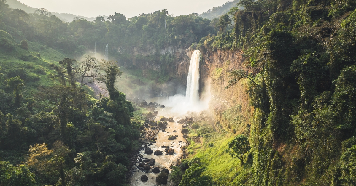 Aerial view of the most famous Cameroonian waterfalls.